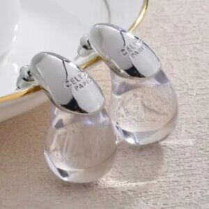 Clear Liquid Resin Water Drop Large Stud Earrings